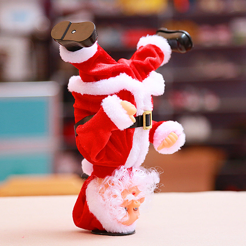 Papá Noel eléctrico animado de plástico y tela para decoración navideña