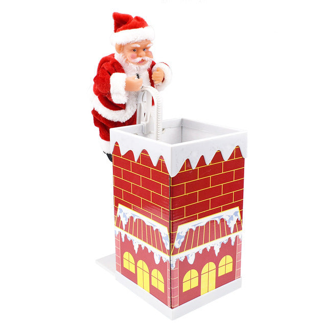 Papá Noel eléctrico de chimenea en su caja de regalo navideña