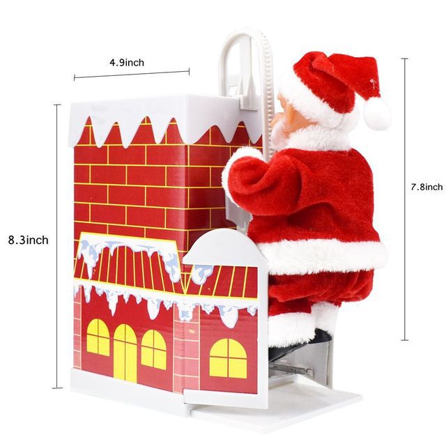 Papá Noel eléctrico de chimenea con música navideña, adorno para el hogar