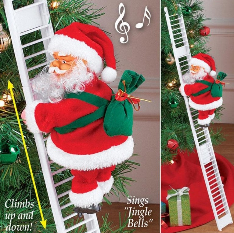 Papá Noel eléctrico que sube y baja la escalera con música navideña