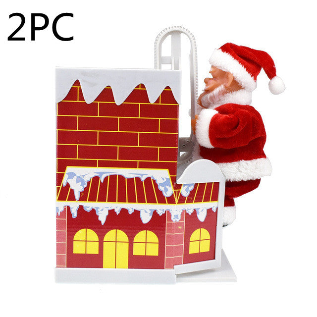 Papá Noel eléctrico de chimenea, adorno navideño para estantería o repisa