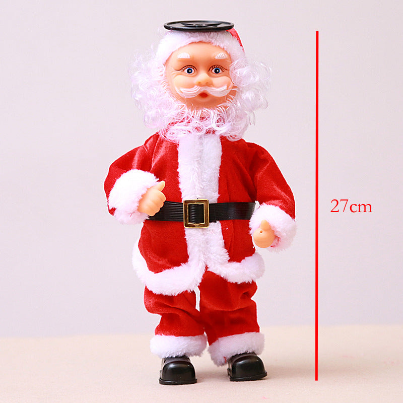 Papá Noel eléctrico animado sobre una superficie, ideal para regalar