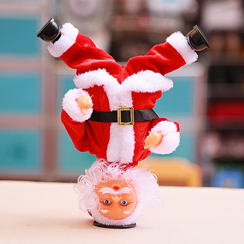Papá Noel eléctrico animado que se mueve solo, adorno navideño de 27 cm